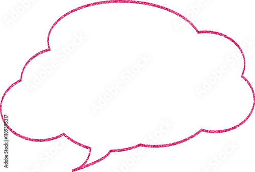 The speech bubble is pink.