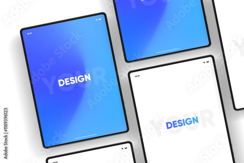 3D Tablet frame less blank screen. Empty screen device tablet mockup element. Can be used for mobile app, UI UX, business presentations. High quality EPS10 ultra realistic tablet with editable screen