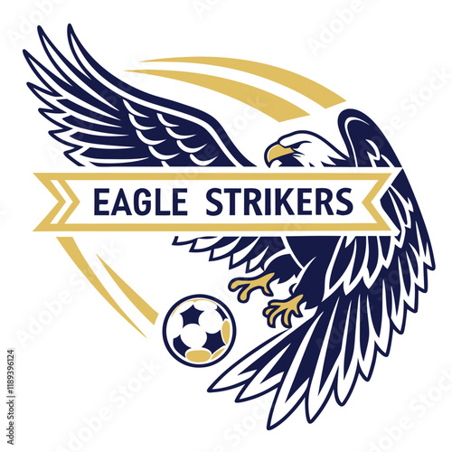 Eagle Strikers logo vector design features a sleek and bold emblem perfect for sports teams and business branding. A modern and dynamic graphic ideal for any professional purpose.