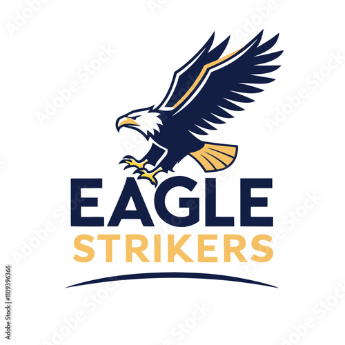 Eagle Strikers logo vector design features a sleek and bold emblem perfect for sports teams and business branding. A modern and dynamic graphic ideal for any professional purpose.