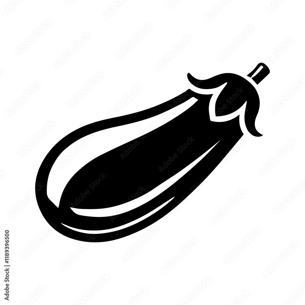 Simple Vector Icon of a Eggplant – Logo Design Illustration Simple Vector Icon of a Eggplant – Logo Design Illustration