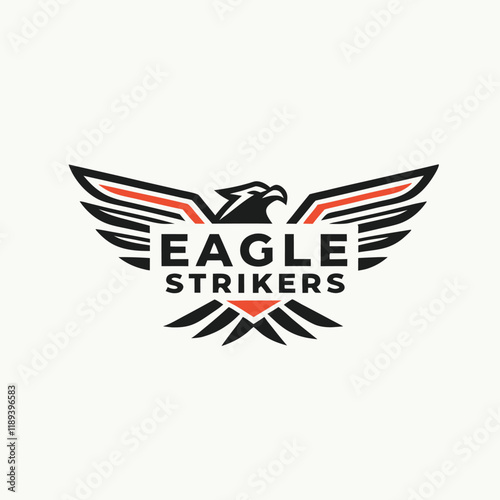 Eagle Strikers logo vector design features a sleek and bold emblem perfect for sports teams and business branding. A modern and dynamic graphic ideal for any professional purpose.