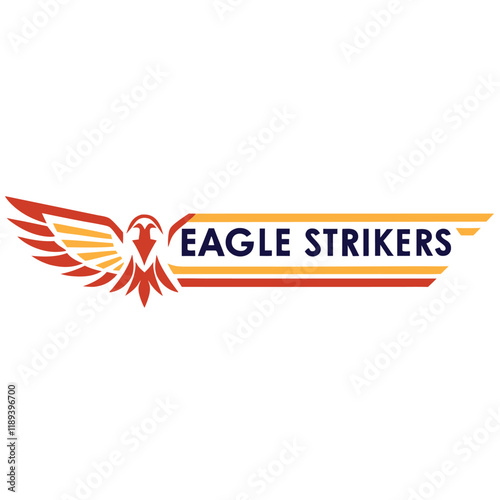 Eagle Strikers logo vector design features a sleek and bold emblem perfect for sports teams and business branding. A modern and dynamic graphic ideal for any professional purpose.
