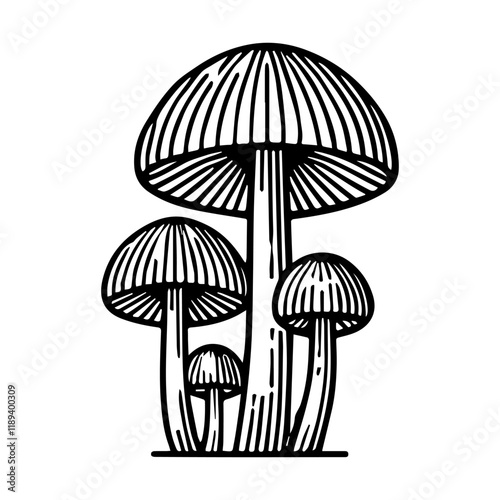 Simple Vector Icon of a Mushrooms – Logo Design Illustration