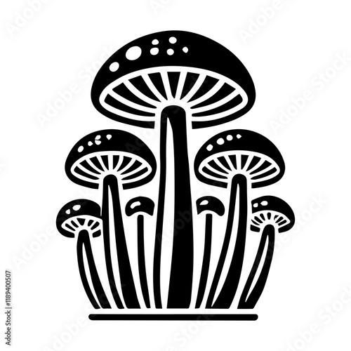 Simple Vector Icon of a Mushrooms – Logo Design Illustration