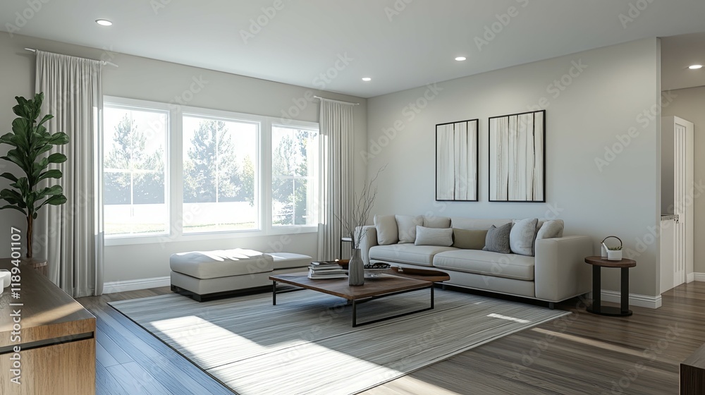Modern Living Room: Serene Neutral Decor and Natural Light Modern Living Room: Serene Neutral Decor and Natural Light