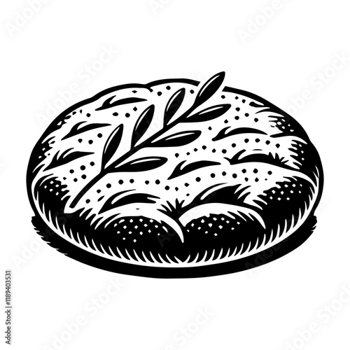 Simple Vector Icon of a Focaccia – Logo Design Illustration