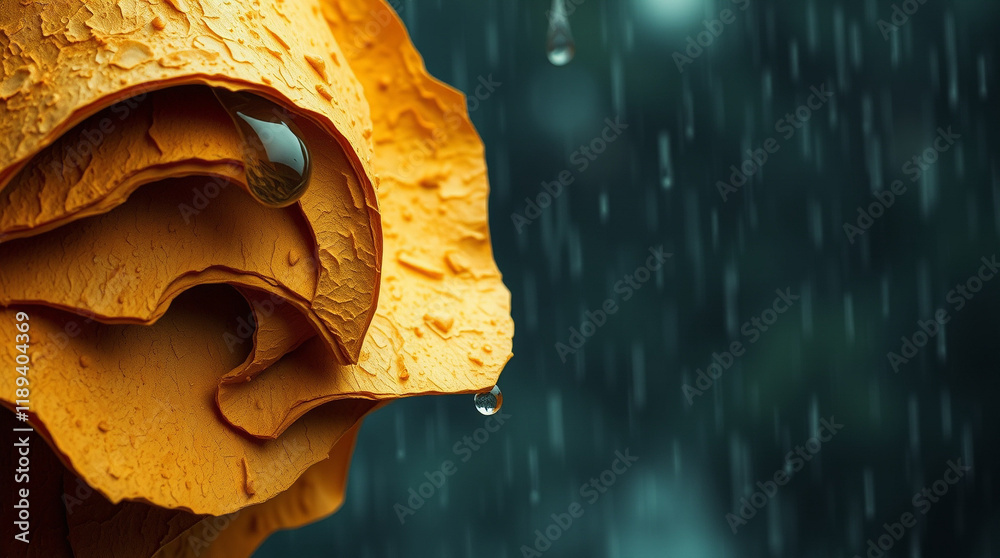 Fototapeta premium Rain-soaked petals, water droplets clinging to delicate layers. A close-up capturing the beauty of nature's details.