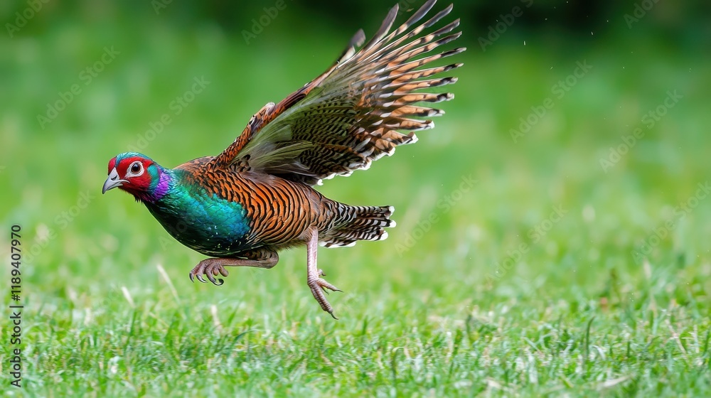 Obraz premium Energetic Red-Legged Partridge Running Through Fields