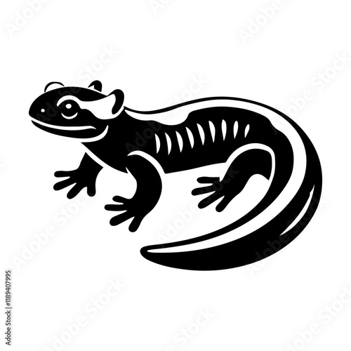 Simple Vector Icon of a Sardinian Brook Salamander – Logo Design Illustration
