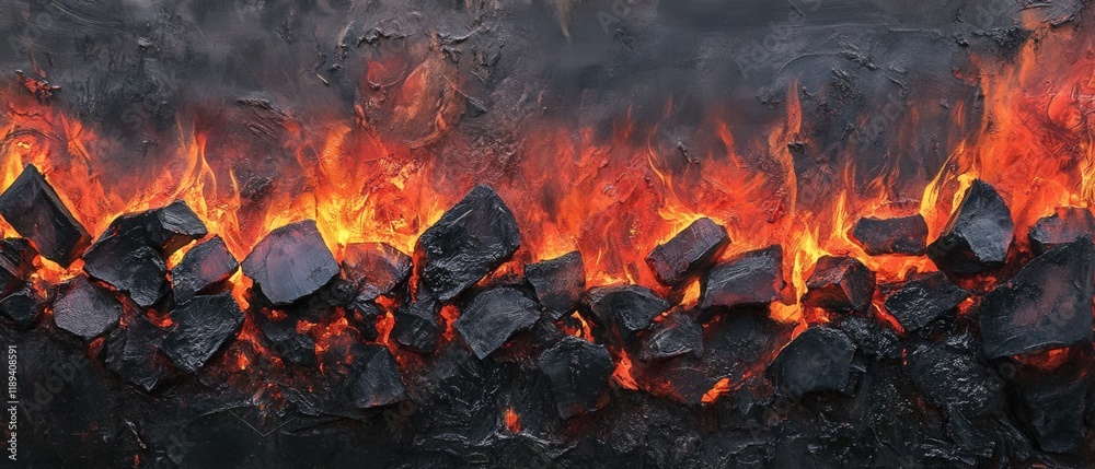 abstract image of dark rocks and flames abstract image of dark rocks and flames