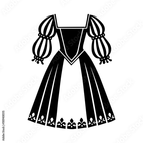 Simple Vector Icon of a Renaissance Dress – Logo Design Illustration
