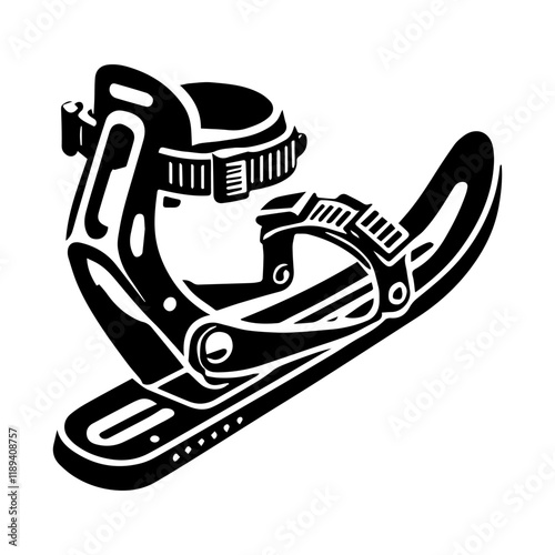 Simple Vector Icon of a Ski Bindings – Logo Design Illustration