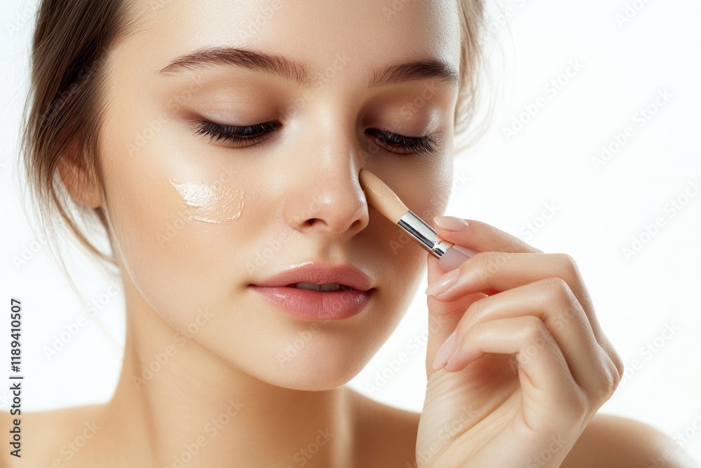 A person using cosmetics on their skin A person using cosmetics on their skin