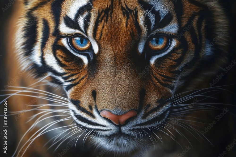 Naklejka premium close up of a tiger face with blue eyes