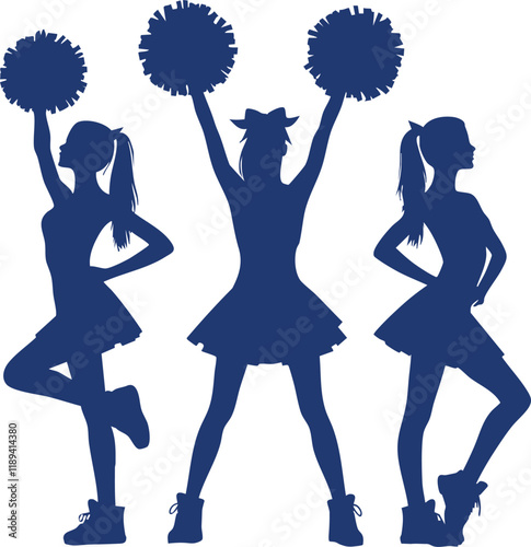 Cheerleading Routine Silhouette Illustration

