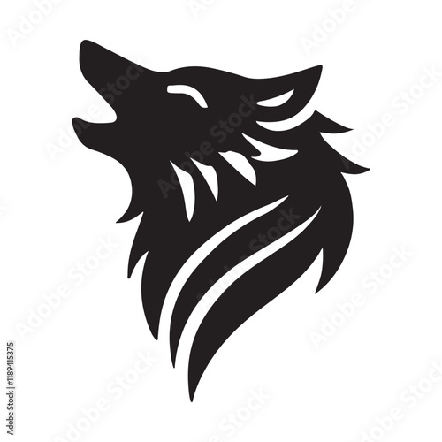 Howling Wolf Silhouette Illustration Wild Animal Head Design