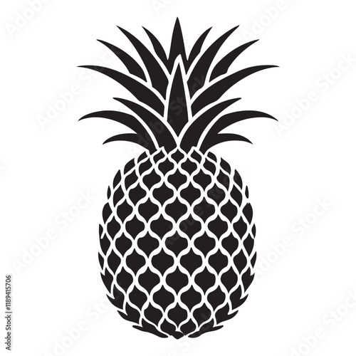 Tropical Pineapple Silhouette Illustration Summer Fruit Design