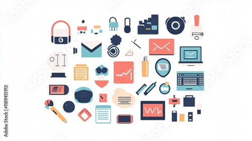 Wallpaper Mural Wide Angle Business Icons Composition for Professional Presentations Torontodigital.ca