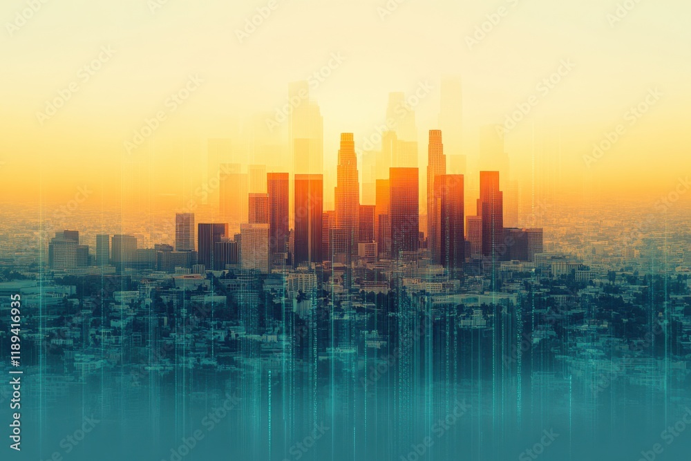 A digital futuristic city skyline with abstract lines and glowing elements.
A digital futuristic city skyline with abstract lines and glowing elements.