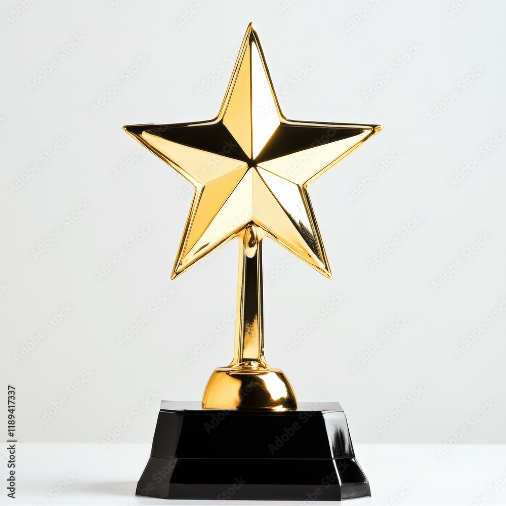 a gold star trophy on a black base a gold star trophy on a black base