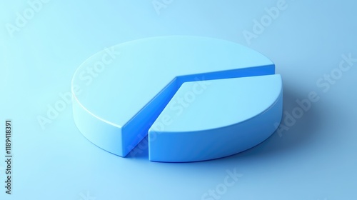 Clear Blue 3D Circular Diagram: Minimalist Design for Data Visualization and Business Statistics