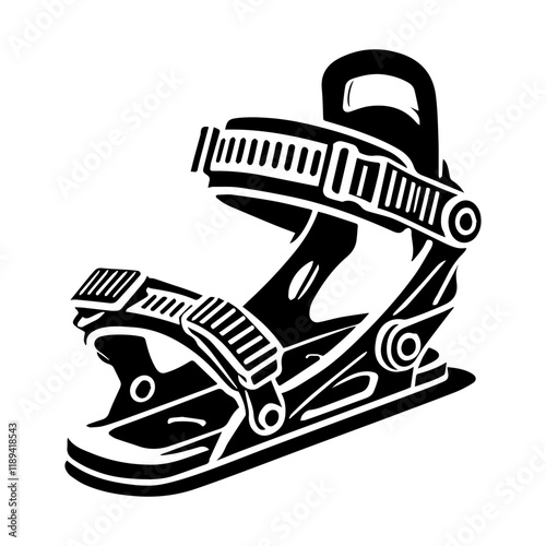 Simple Vector Icon of a Ski Bindings – Logo Design Illustration