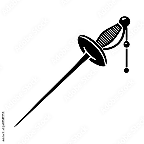 Simple Vector Icon of a Fencing Swords – Logo Design Illustration