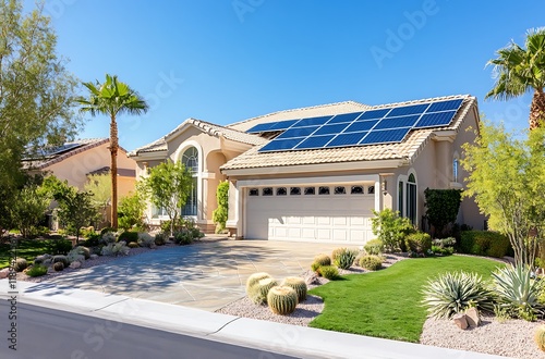 Residential solar panels generating green energy for a sustainable home