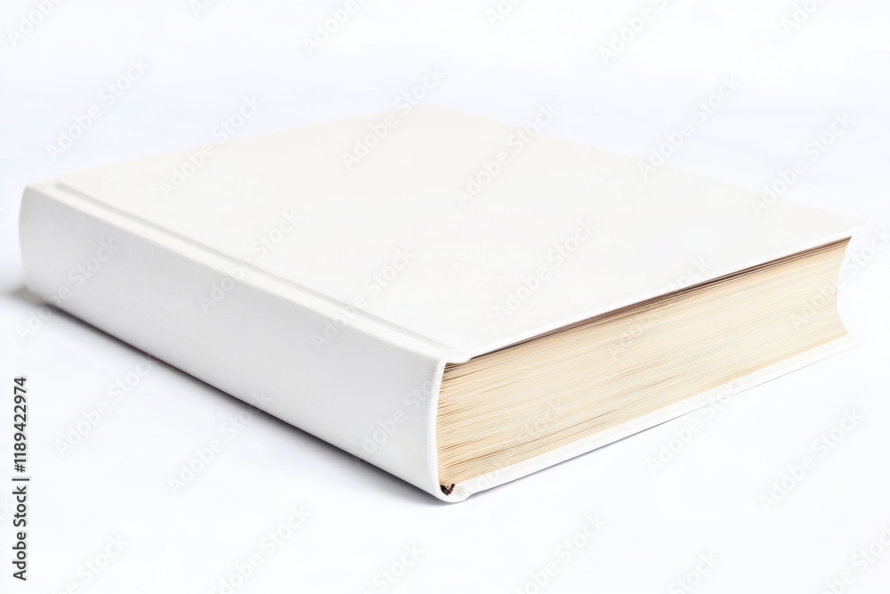 Fototapeta premium A single white book placed on a white table, great for interior or educational settings