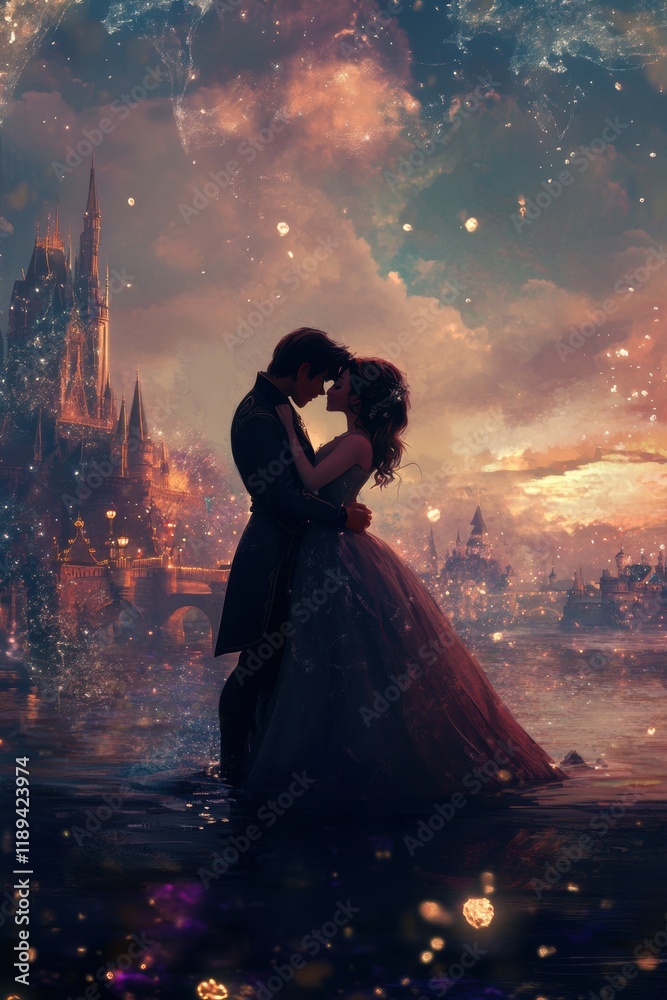 Happy Valentine’s Day romantic greeting card with lovely couple Happy Valentine’s Day romantic greeting card with lovely couple