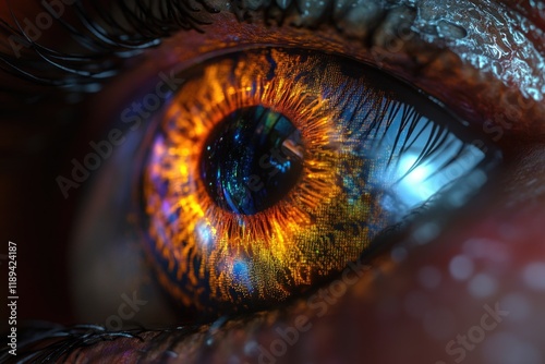 A detailed shot of a single human eye, highlighting its features and structure photo