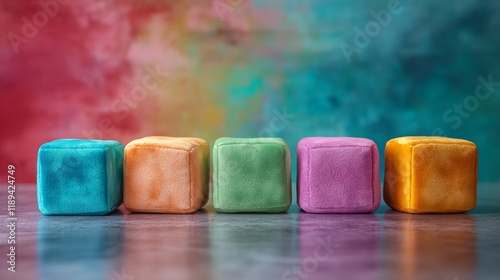 Colorful plush seating arrangement in a bright room with yellow wall and natu...