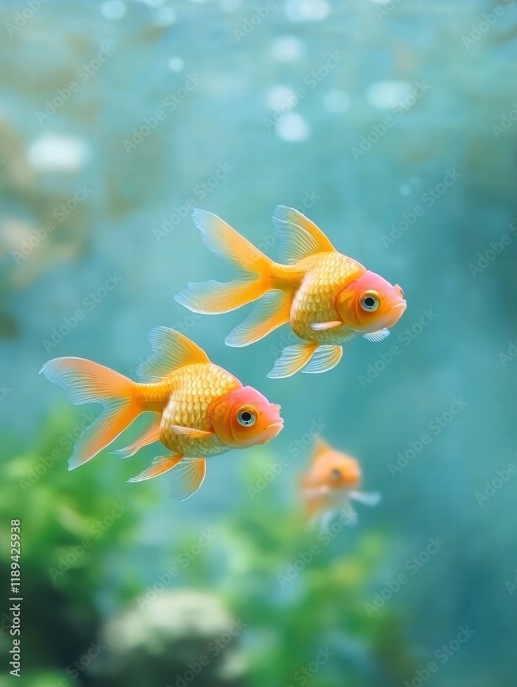 Colorful tropical fish swim gracefully in a vibrant aquarium filled with clear water and aquatic plants. Generative AI Colorful tropical fish swim gracefully in a vibrant aquarium filled with clear water and aquatic plants. Generative AI