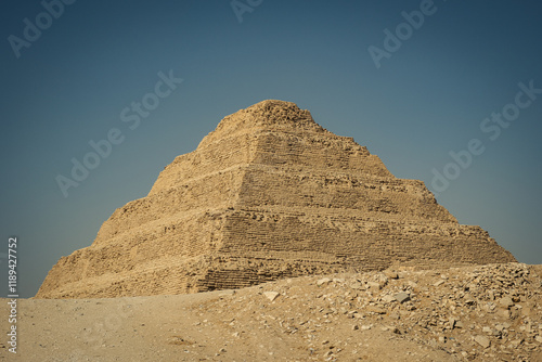 The pyramid of Djoser.  Step Pyramid of Djoser and The pyramid complex of Userkaf in the Sahara desert in the Egypt photo