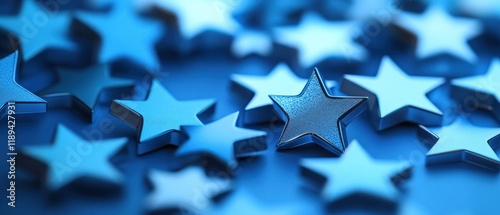 blue star background with one shiny star in focus
