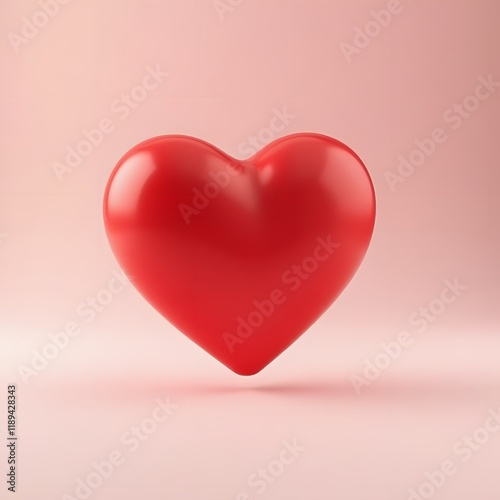 3D-rendered red heart floating with soft spotlights, isolated on a gradient white matte BG