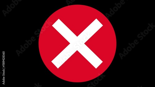 Cross mark, X mark, simple checkbox, tick, Red X letter, crossed lines, denial concept,  Prohibited Sign , no entry icon animation on black background.