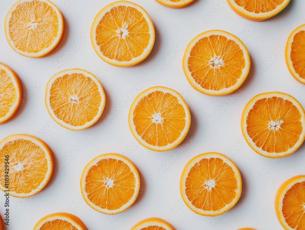 fresh orange slices on white background