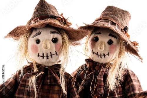 Two people dressed as scare heads for Halloween party or costume event photo