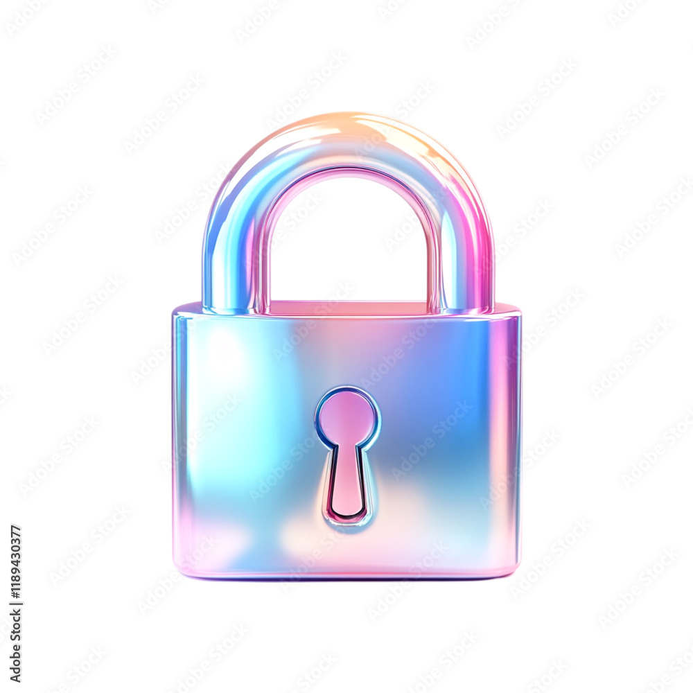 Iridescent 3D Lock Icon in Gradient Colors Iridescent 3D Lock Icon in Gradient Colors