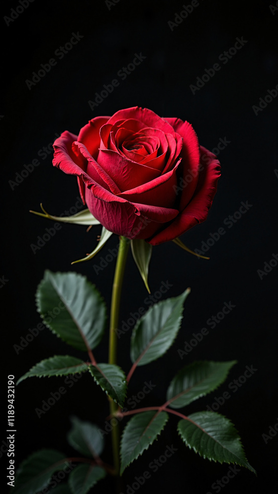 Striking Red Rose on Black: Elegant Floral Banner for Valentine's, Weddings, and Sympathy Cards - Versatile Design Element Striking Red Rose on Black: Elegant Floral Banner for Valentine's, Weddings, and Sympathy Cards - Versatile Design Element
