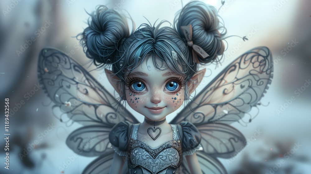Fototapeta premium Enchanting Fairy with Magical Wings - Digital Art Illustration