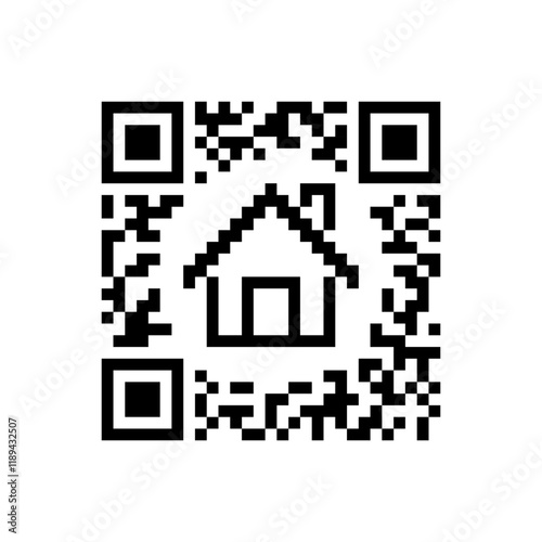 Symbolic qr code house icon vector illustration.