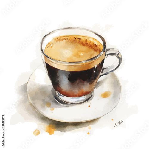 A watercolor vector painting of Ristretto, isolated on a white background. Ristretto vector.

