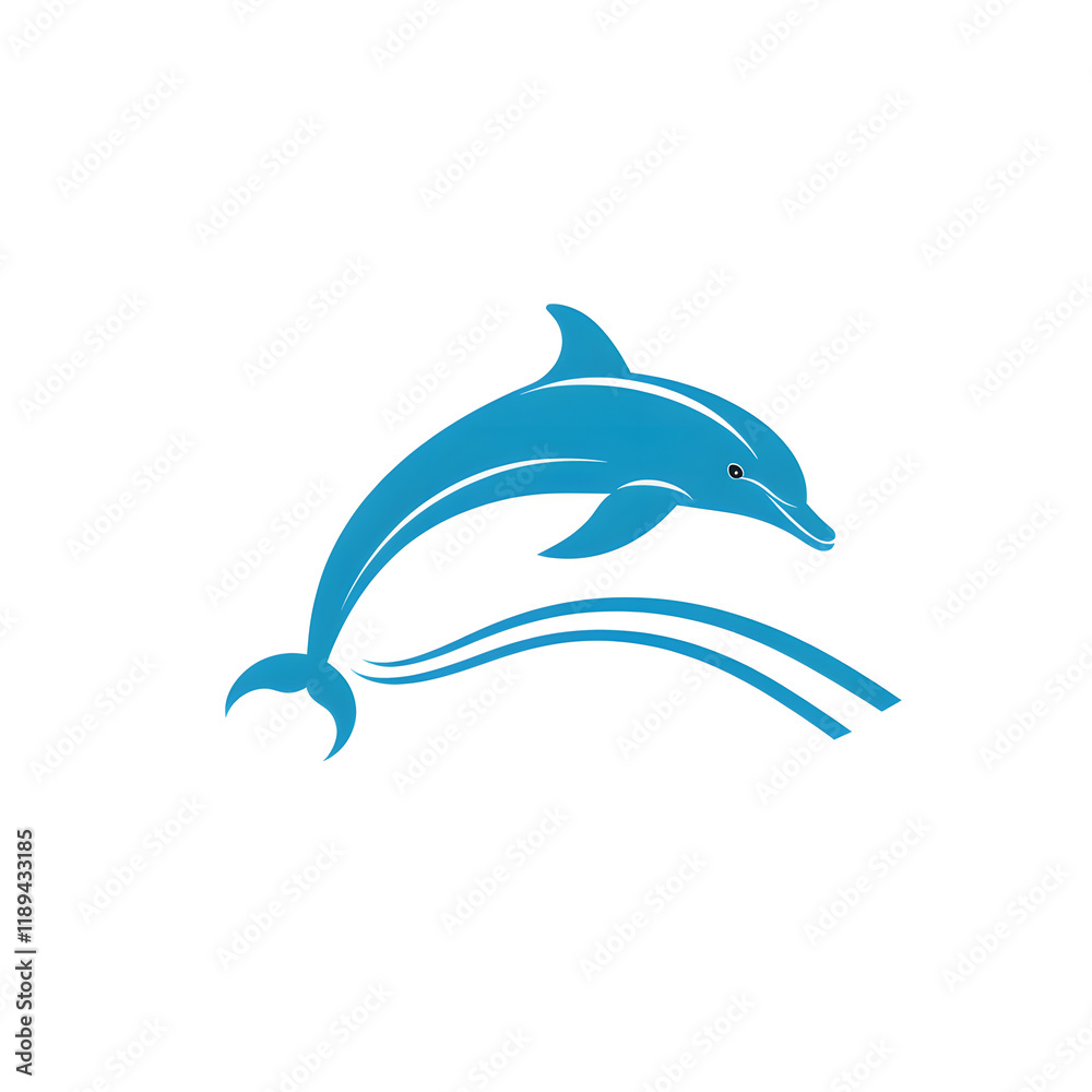 Fototapeta premium Elegant Dolphin Icon with Flowing Leaping Motion and Clean Lines