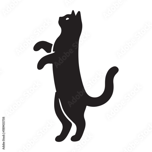 Black Cat Silhouette Standing on Hind Legs