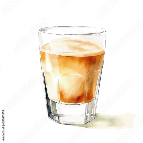 A watercolor vector painting of Ristretto, isolated on a white background. Ristretto vector.

