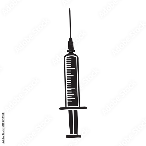 Simple Syringe Silhouette Vector Illustration