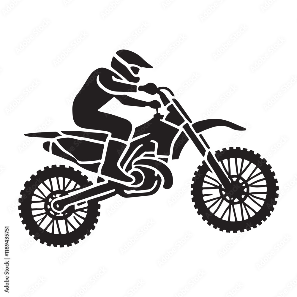 Silhouette Vector Illustration of a Motocross Rider Silhouette Vector Illustration of a Motocross Rider